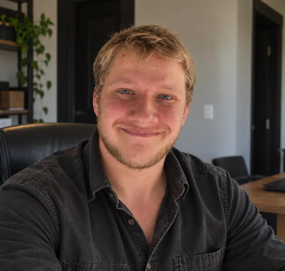 Dominic, the general contractor behind Sillplate plans, in his office