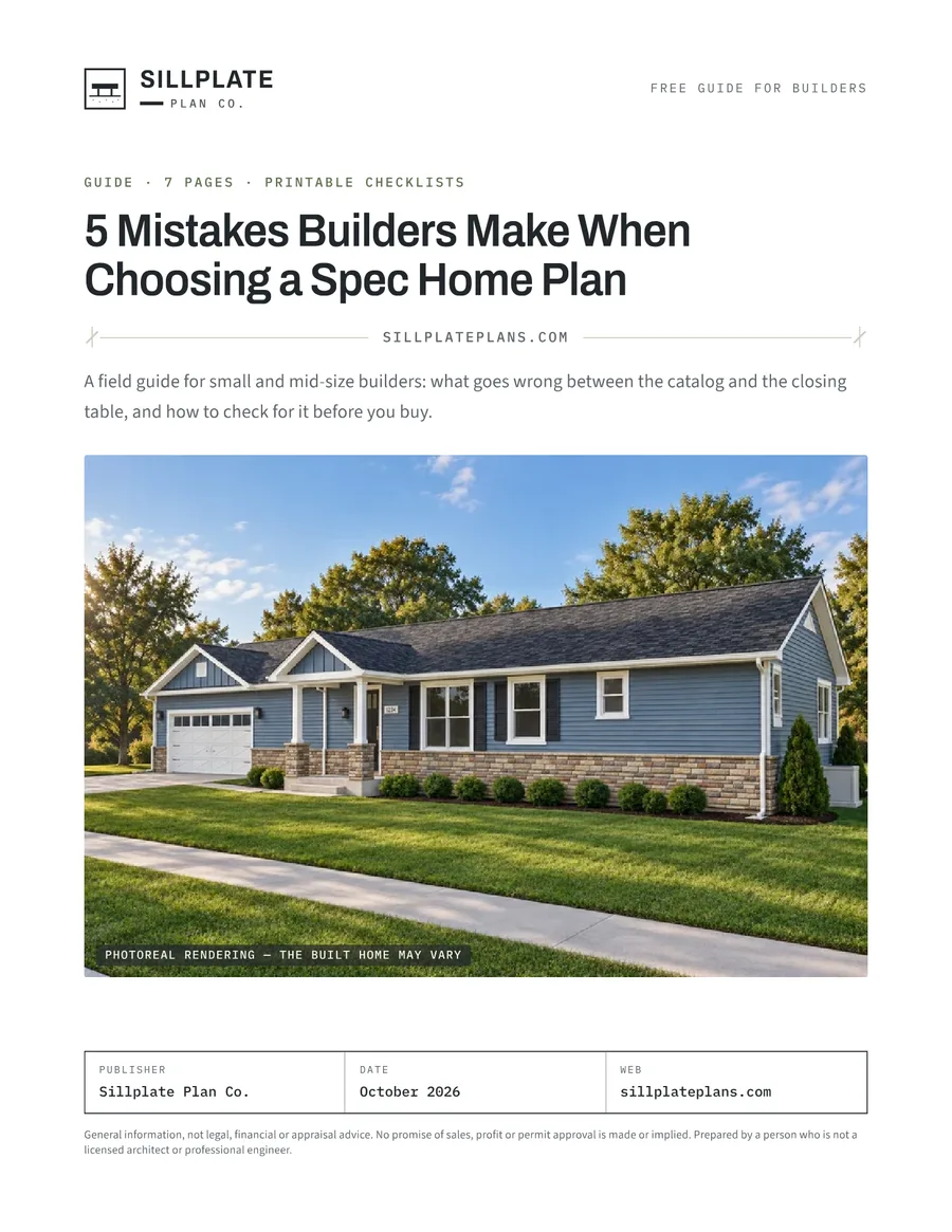 Cover of "5 Mistakes Builders Make When Choosing a Spec Home Plan"
