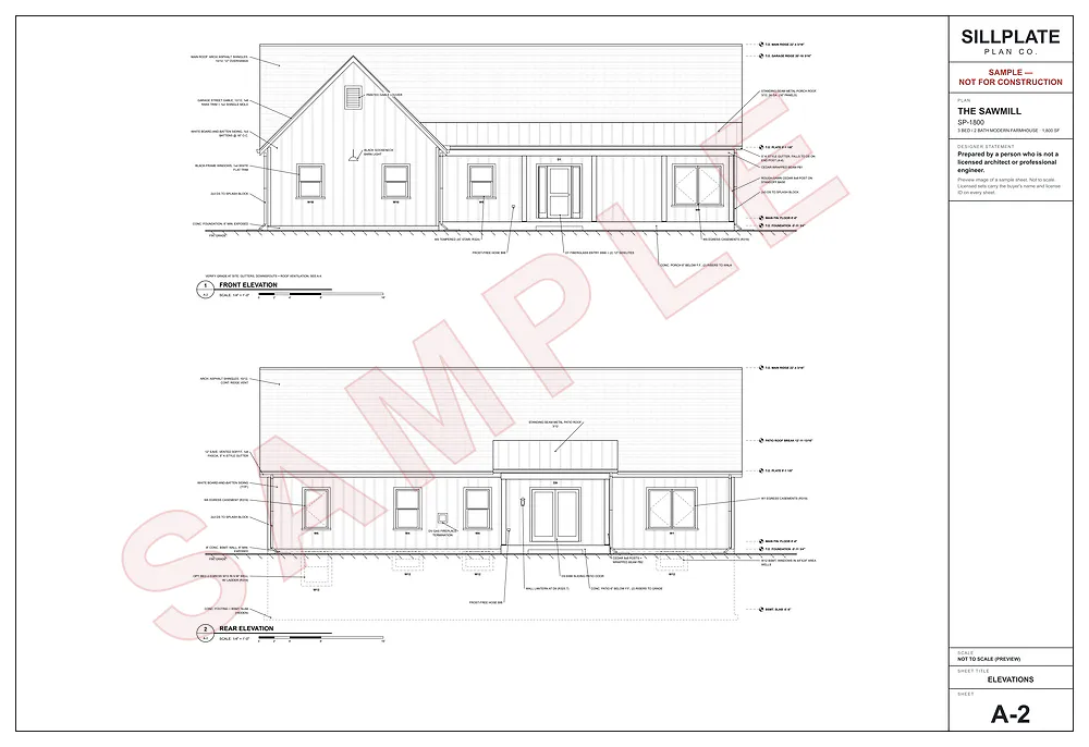 The Sawmill: ELEVATIONS sheet from the sample set
